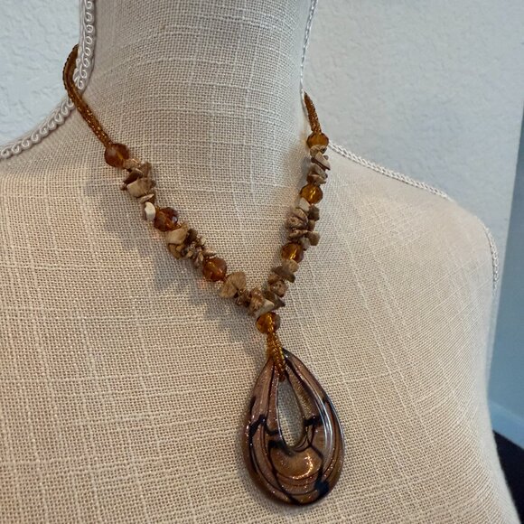 Art Glass and Jasper Artisan Necklace - Picture 8 of 9